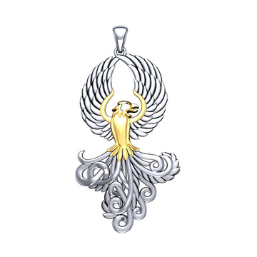 Majestic Phoenix Silver and 14K Gold Accent Pendant MPD5071